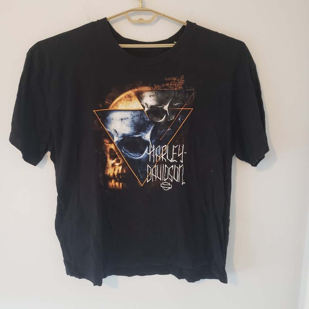 Harley-Davidson Black Wolf Duel Skulls T-Shirt Bristol Virginia Motorcycle